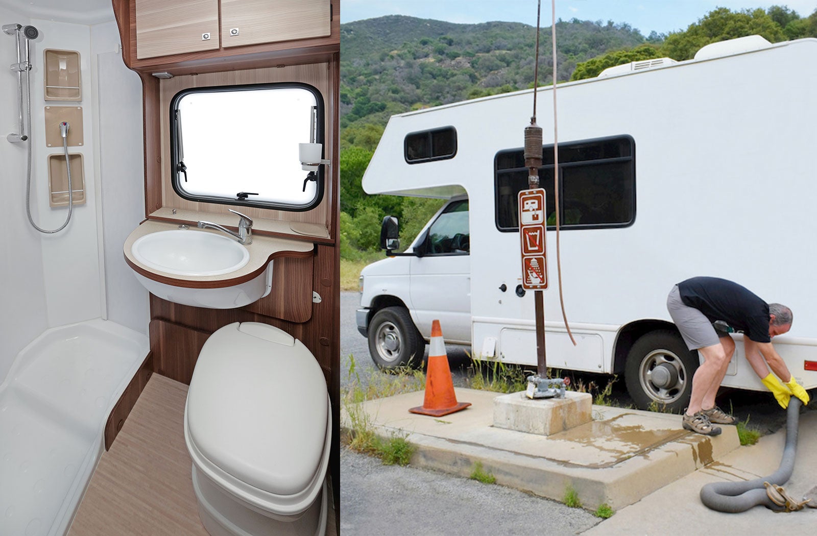 Portable RV/camper toilet and holding tank setup in Edmond, Oklahoma